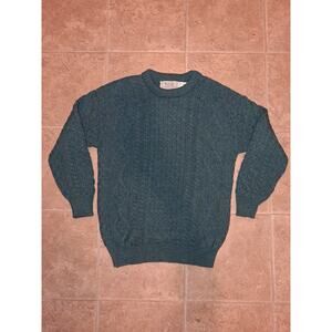 Aran Sweater Market Cable Knit Sweater Mens Medium Green Fisherman 100% Wool